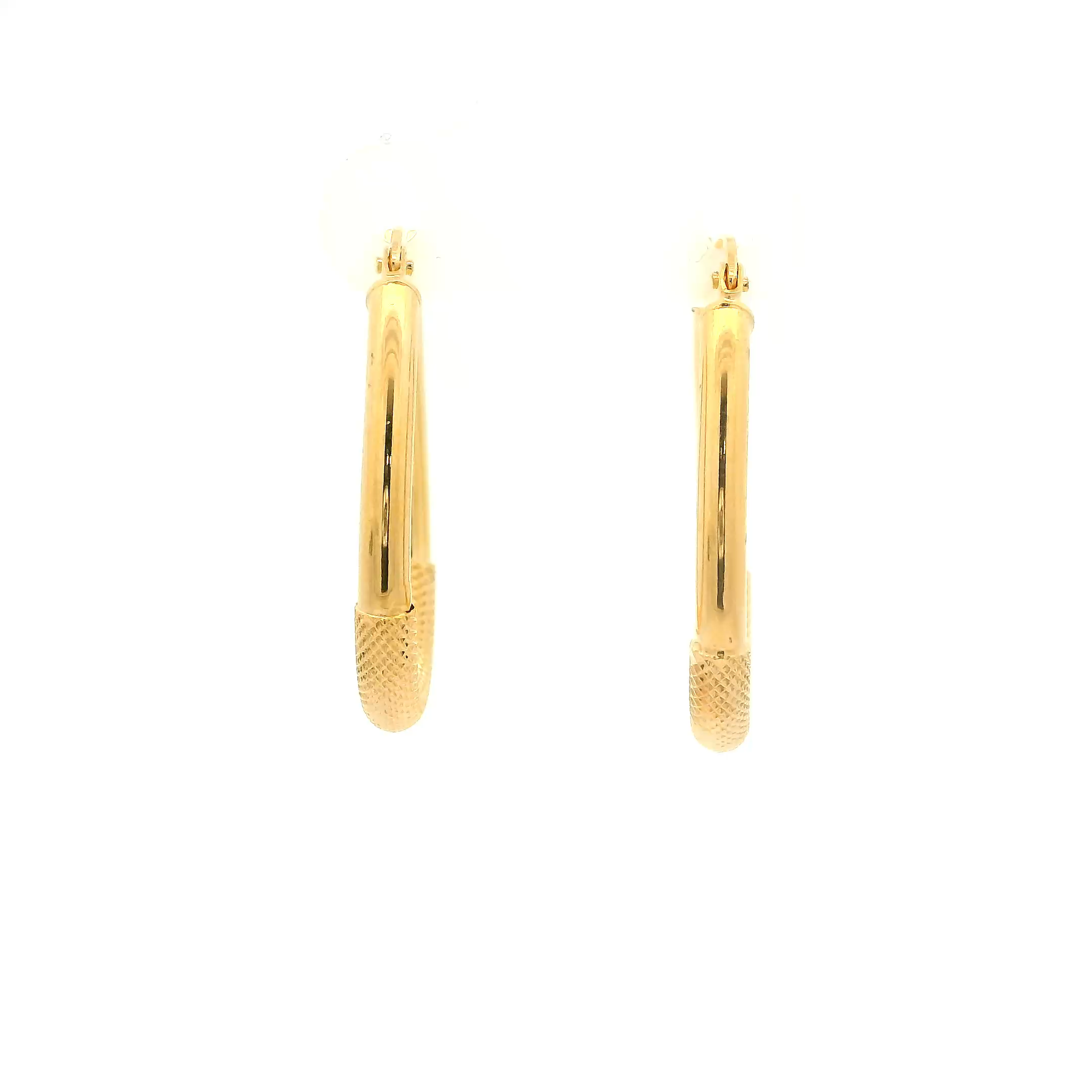 9YG Gold Hoop Earrings Knurled