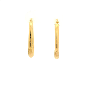 9YG Gold Hoop Earrings Knurled