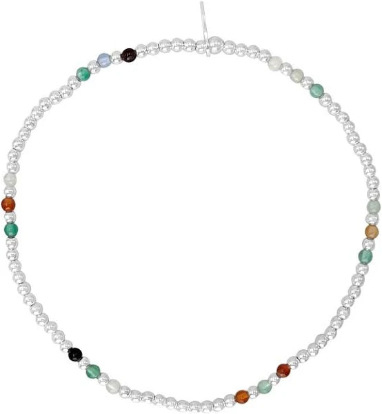 SS Stretch Ball Bracelet with Multicoloured Agate