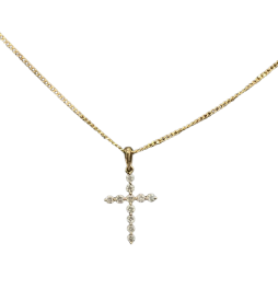 18kt bezel diamond yellow gold cross