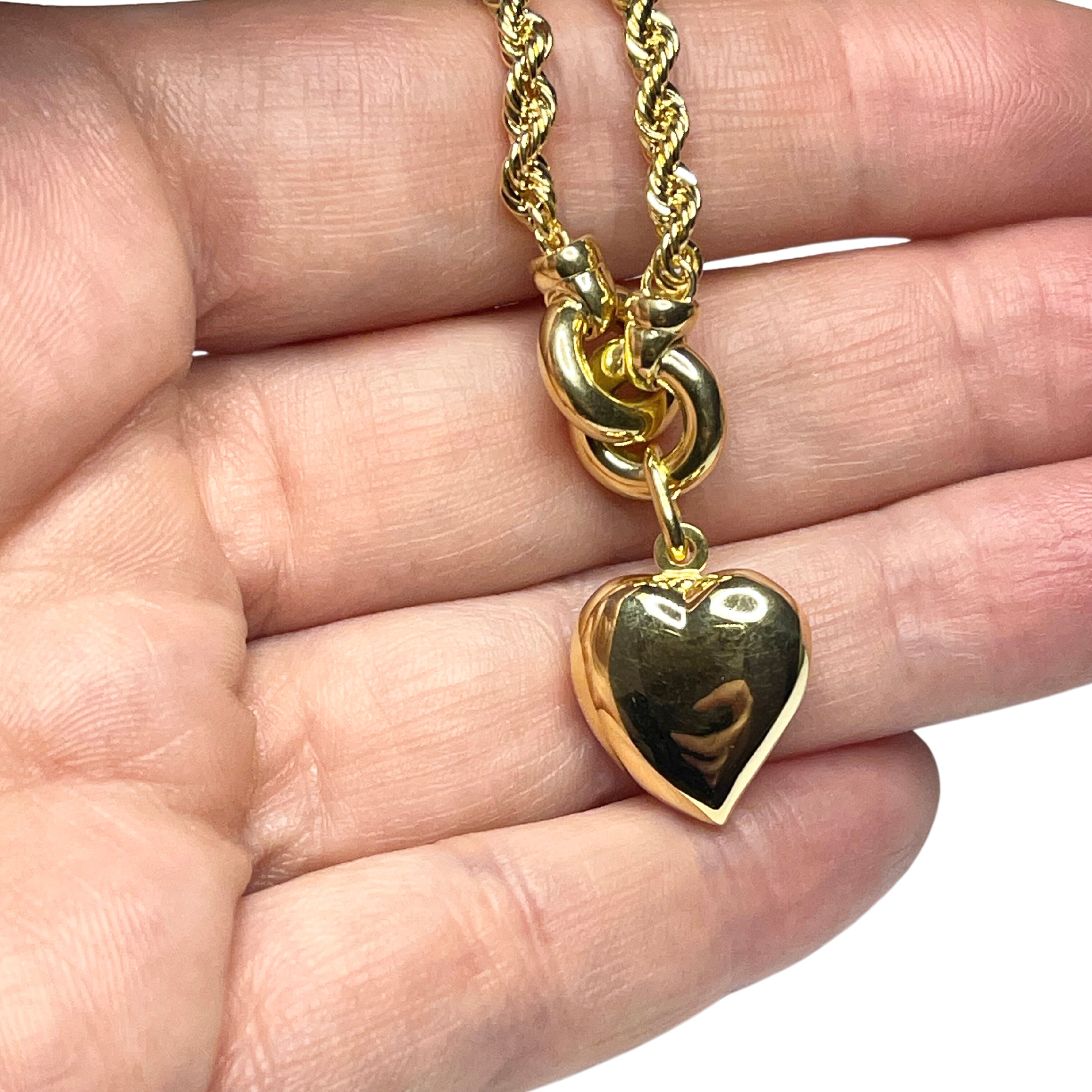 Rope necklace with hanging heart