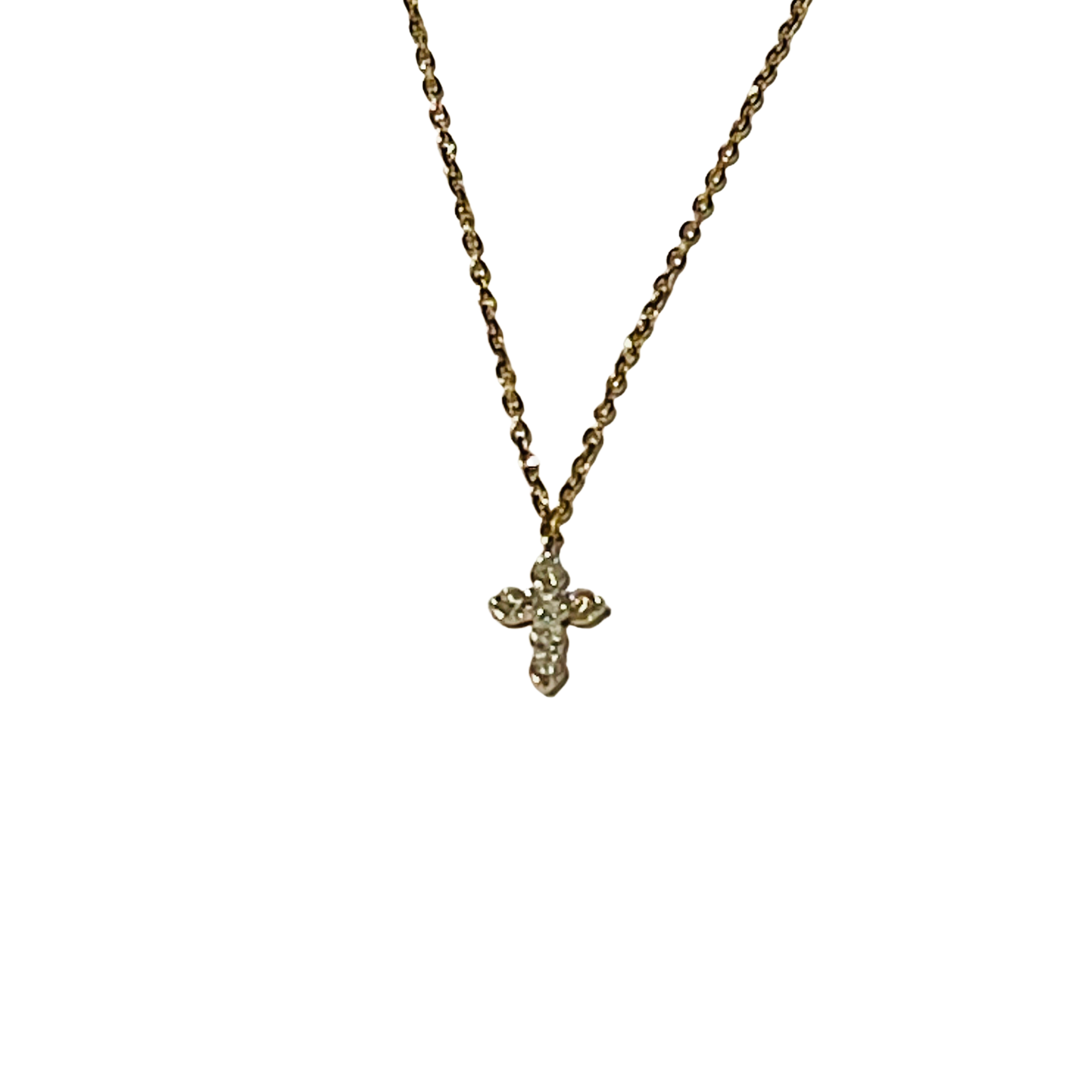 Yellow gold diamond cross necklace