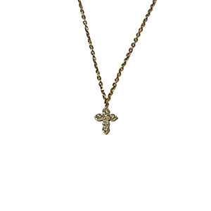 Yellow gold diamond cross necklace
