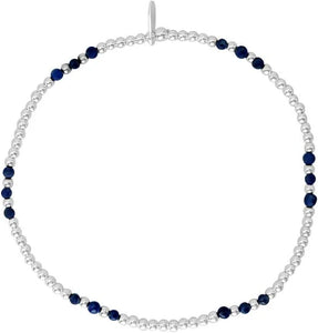 SS Stretch Ball Bracelet With Lapis Lazuli