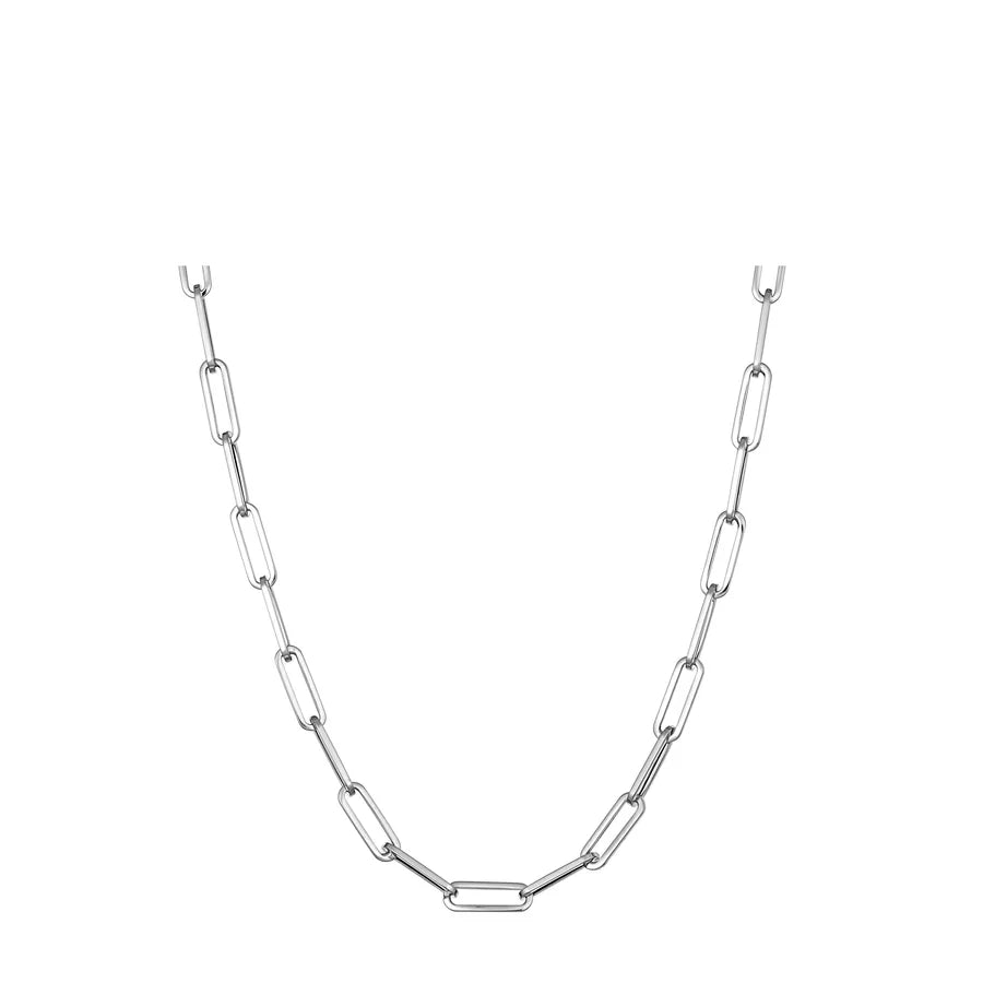 55cm White Gold Paperclip Chain