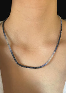 18kt WG Blue Sapphire Bead Necklace