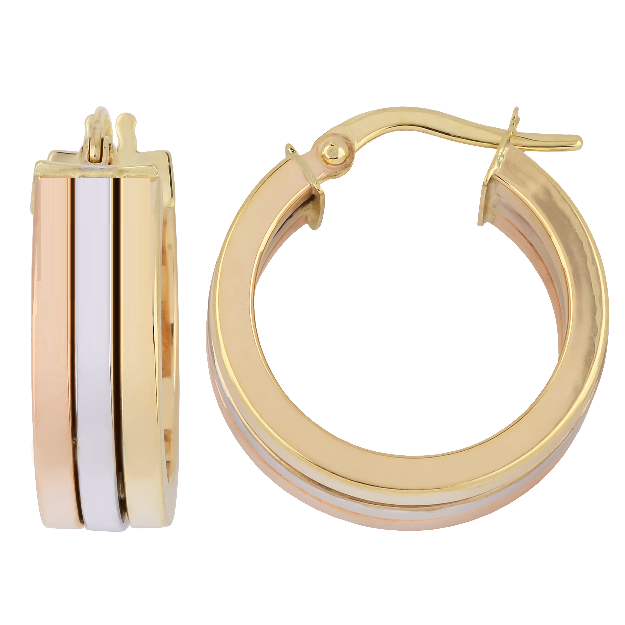 3 Tone YG RG WG 9kt Hoop earrings