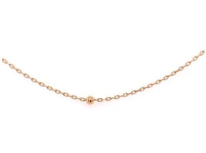 9kt YG Italian Oval Link Chain 1.3mm wide with Gold Beads