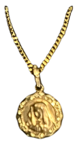 9ct Yellow Gold Virgin Mary pendant with chain