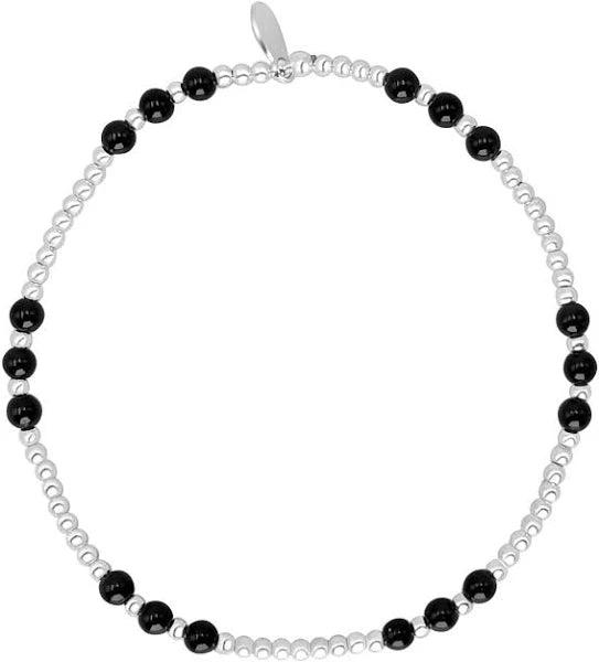 SS Stretch Ball Bracelet with Onyx