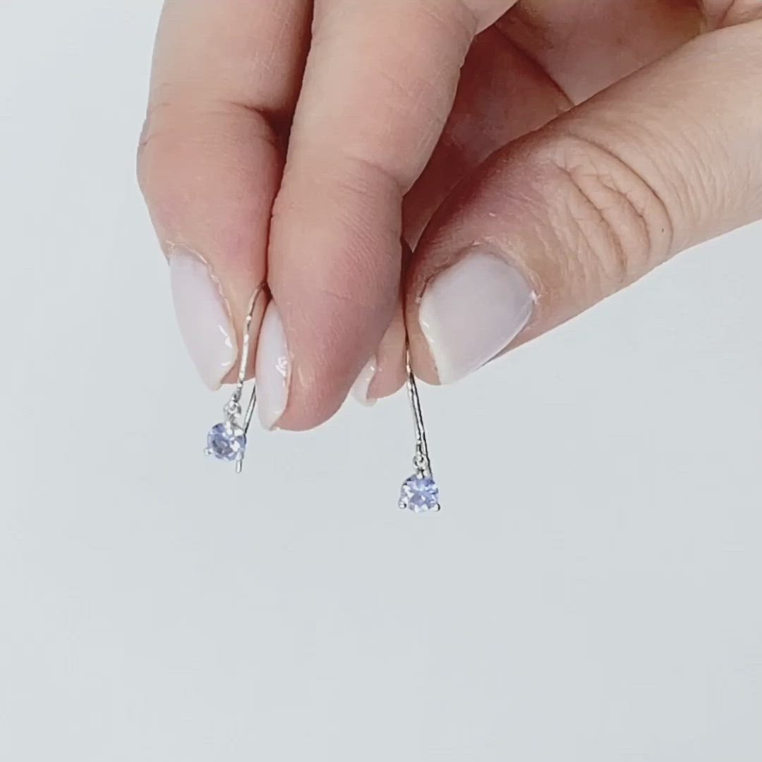 9ct White Gold Ceylon Sapphire Drop Earrings