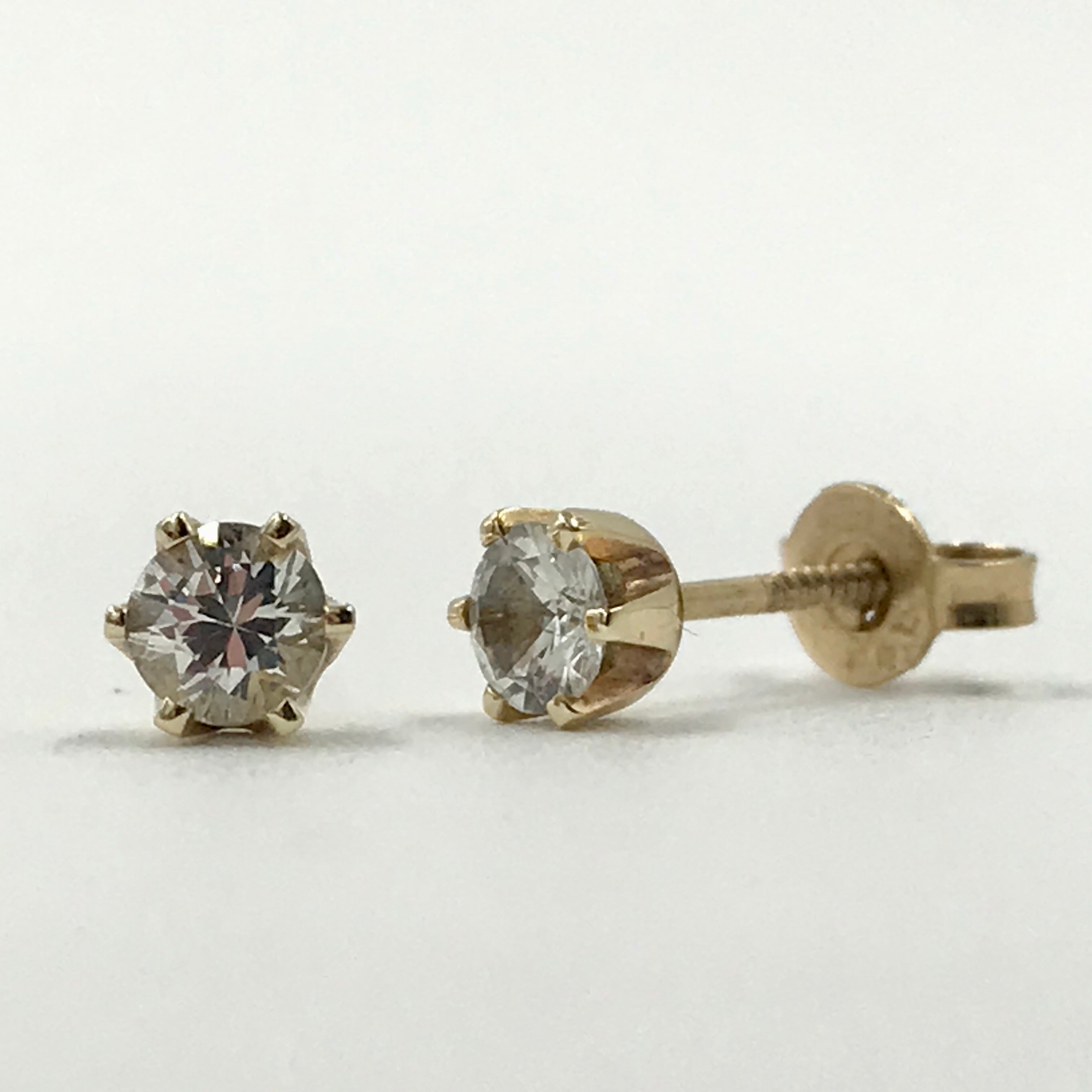 9ct Gold Claw Set White Sapphire Stud Earrings