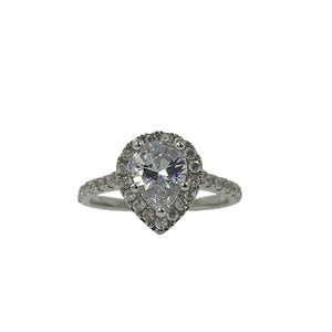 9ct Pear Shaped Halo Scalloped Ring