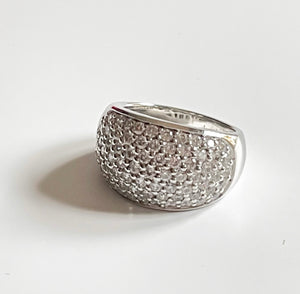 Sterling silver pave set ring