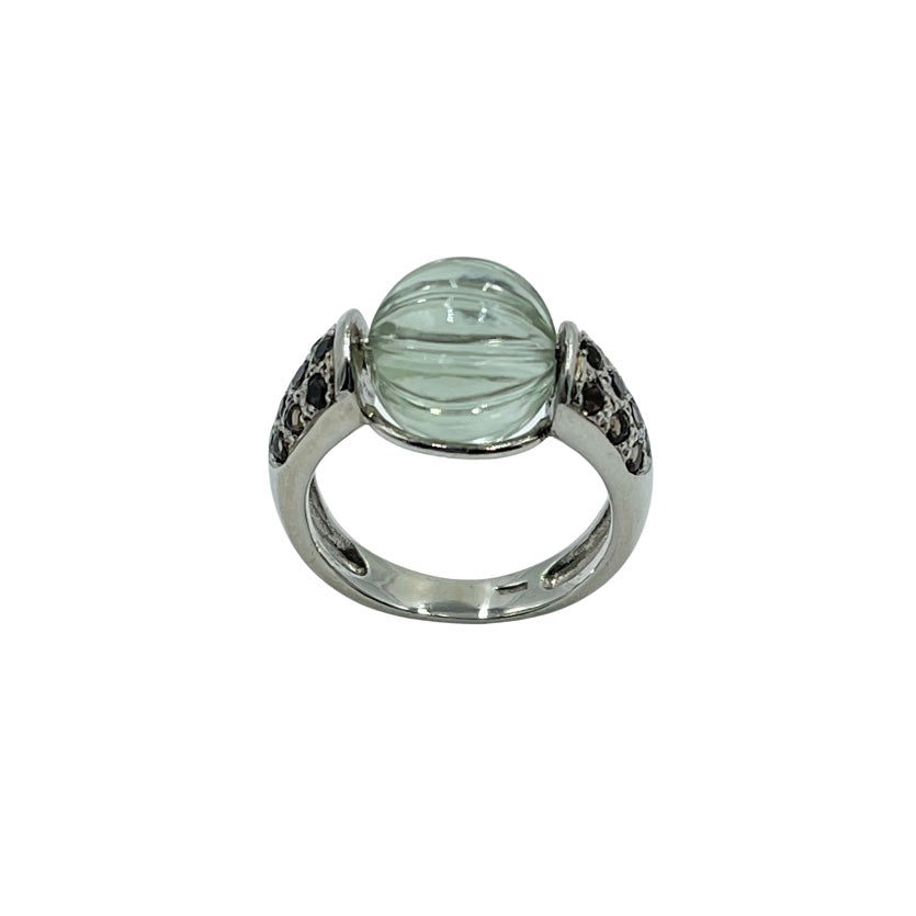Sterling silver green quartz ring
