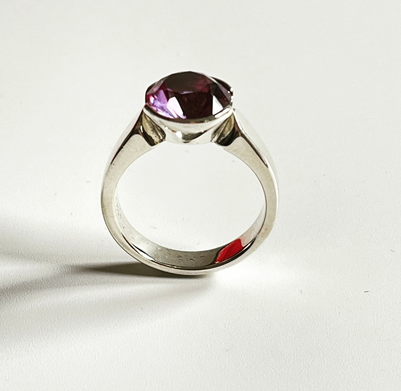 Sterling Silver Created Purple Stone Ring