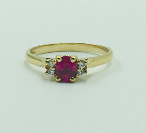 9ct Yellow Gold Ruby and Diamond Ring