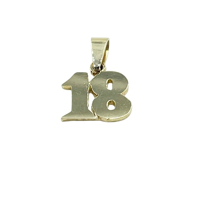 9ct yellow gold 'eighteen' pendant
