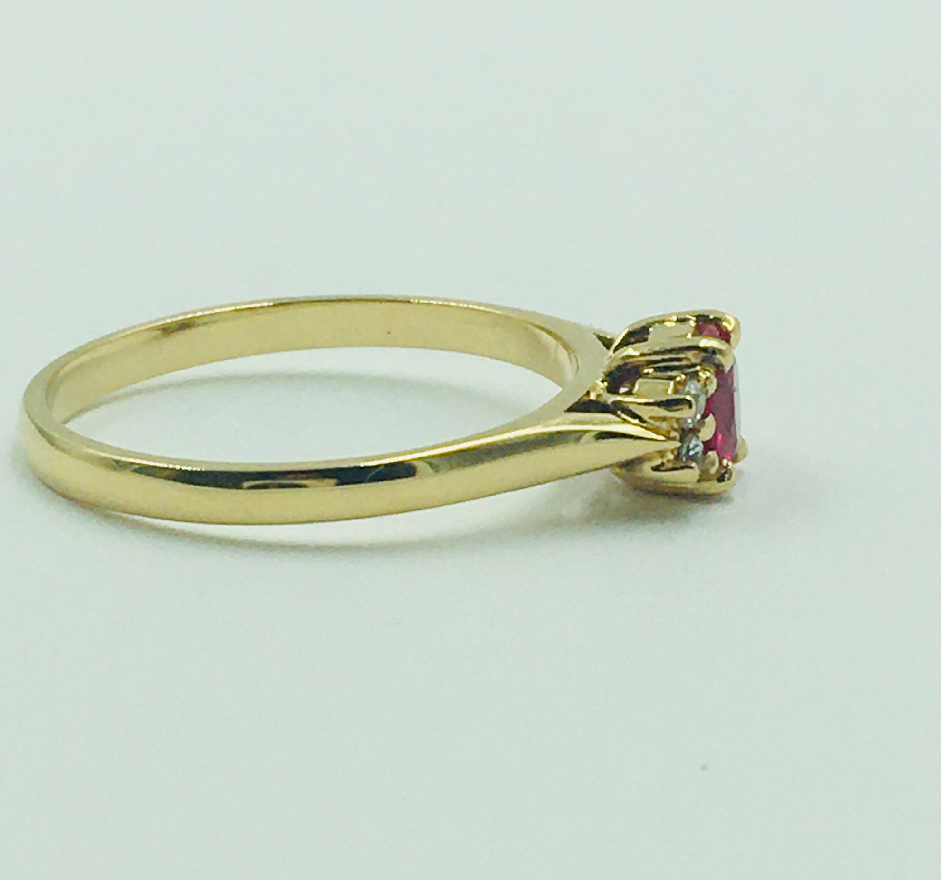 9ct Yellow Gold Ruby and Diamond Ring