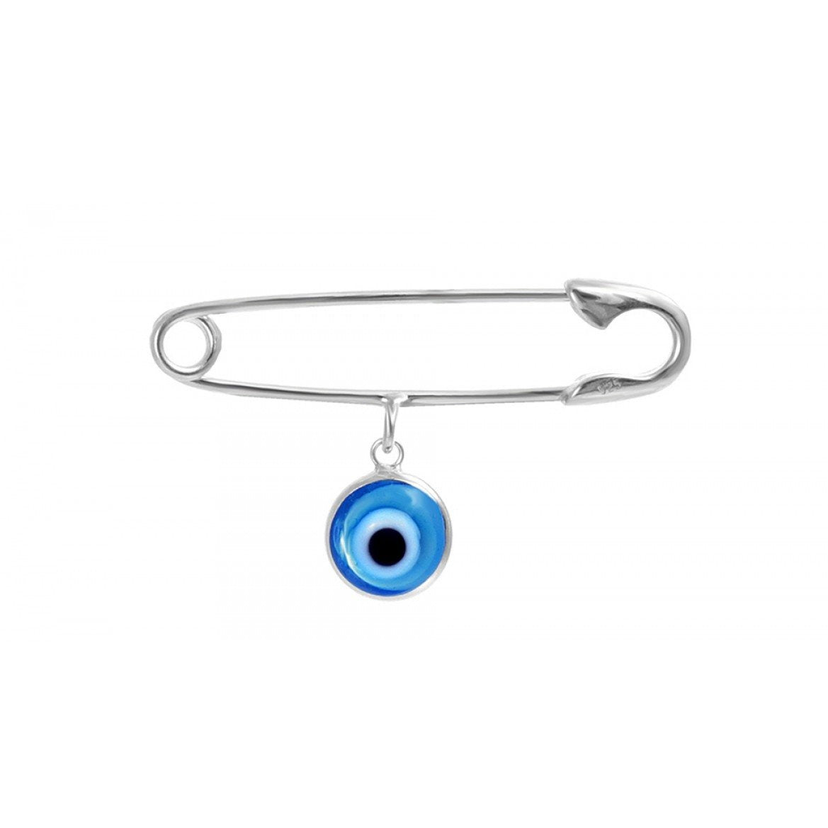 Sterling Silver Evil Eye Brooch Pin