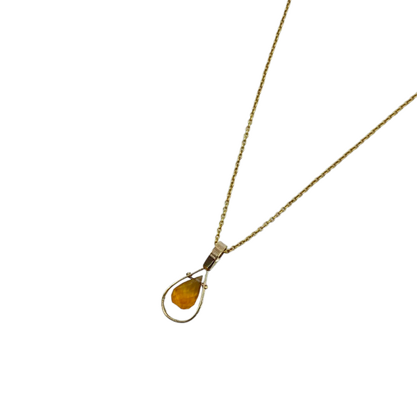 9ct Yellow Gold Citrine Briolette Pendant Melbourne