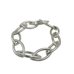 Sterling Silver Marquise Shaped Link With Invisible Clasp