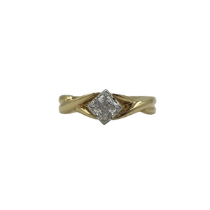 9ct Princess Cut Ring With Twist Band